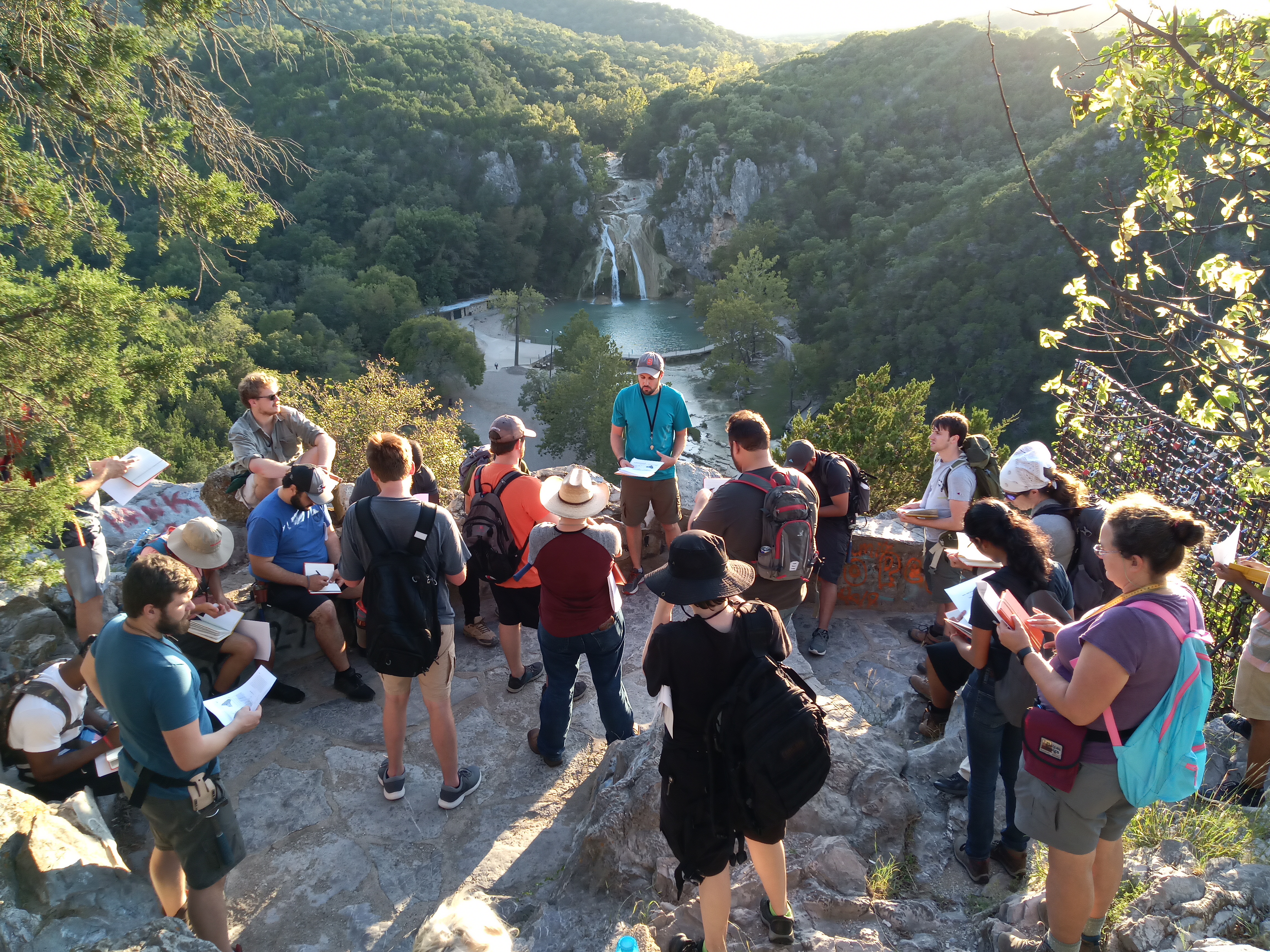 David Moss with students in the field